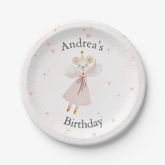 Cute Pink Baby Mouse Birthday Plates Papieren Bordje