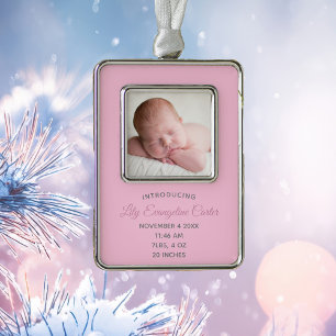 Cute Pink Baby Newborn Photo Keepomwille Gift Verzilverd Omlijst Ornament