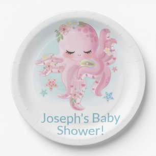 Cute Pink Baby Octopus Napkins Papieren Bordje