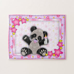 Cute Pink Baby Panda Beer Puzzle Legpuzzel
