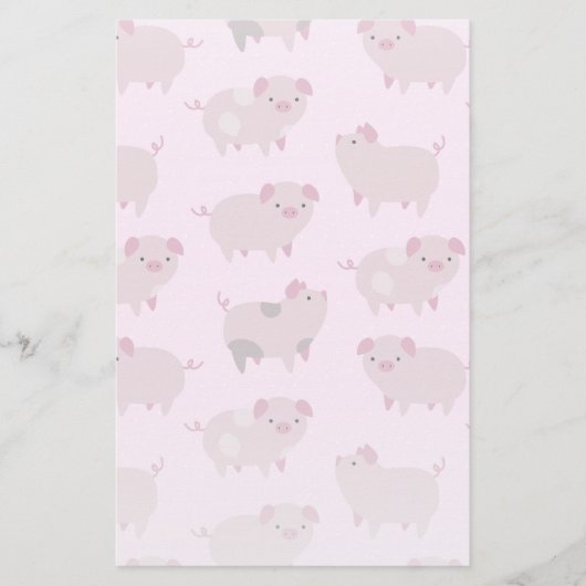Cute Pink Baby Patroon & Stippen Briefpapier (Voorkant)