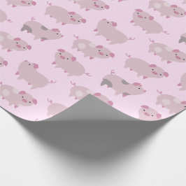 Cute Pink Baby Patroon & Stippen Cadeaupapier