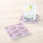 Cute Pink Baby Patroon & Stippen Glazen Onderzetter (Schuin)