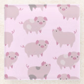 Cute Pink Baby Patroon & Stippen Glazen Onderzetter (Voorkant)