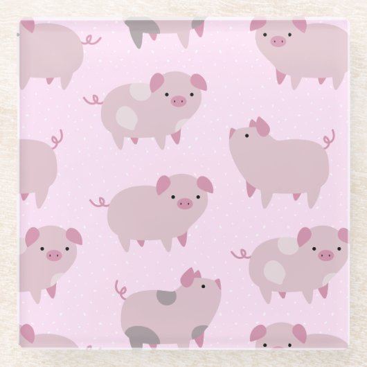 Cute Pink Baby Patroon & Stippen Glazen Onderzetter (Voorkant)