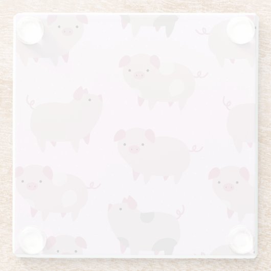 Cute Pink Baby Patroon & Stippen Glazen Onderzetter (Achterkant)
