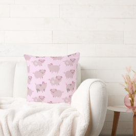 Cute Pink Baby Patroon & Stippen Kussen