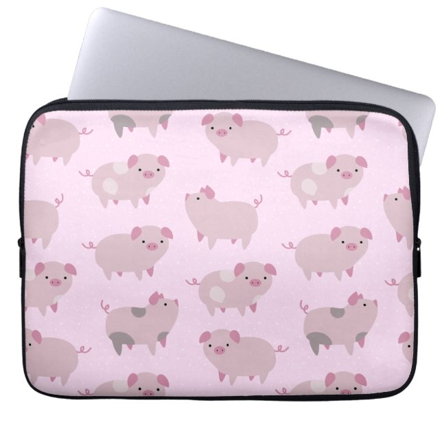 Cute Pink Baby Patroon & Stippen Laptop Sleeve (Voorkant)