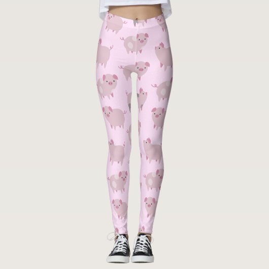 Cute Pink Baby Patroon & Stippen Leggings (Voorkant)