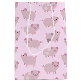 Cute Pink Baby Patroon & Stippen Medium Cadeauzakje