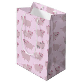 Cute Pink Baby Patroon & Stippen Medium Cadeauzakje