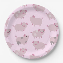 Cute Pink Baby Patroon & Stippen Papieren Bordje