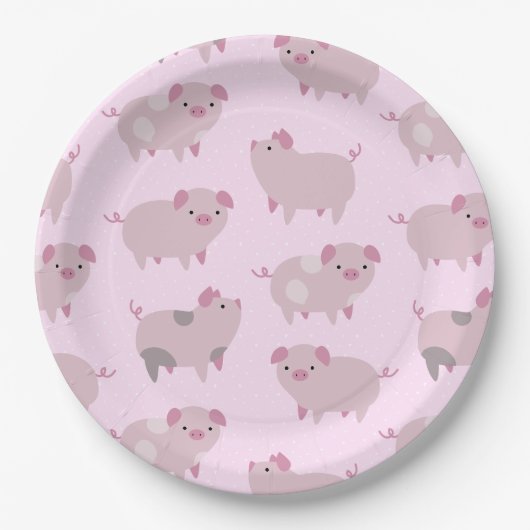 Cute Pink Baby Patroon & Stippen Papieren Bordje (Voorkant)