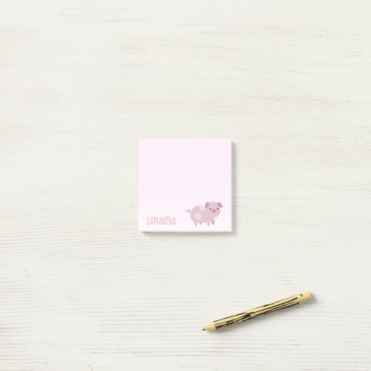 Cute Pink Baby Patroon & Stippen Post-it® Notes (Op bureau)
