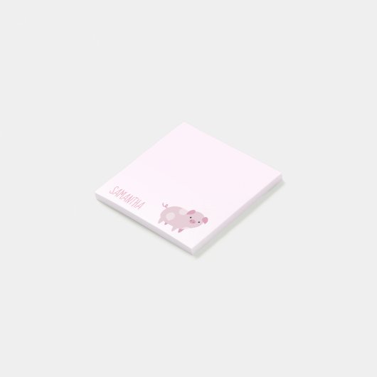 Cute Pink Baby Patroon & Stippen Post-it® Notes (Schuin)