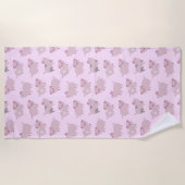 Cute Pink Baby Patroon & Stippen Strandlaken (Voorkant)