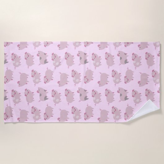 Cute Pink Baby Patroon & Stippen Strandlaken (Voorkant)