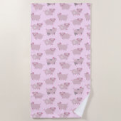 Cute Pink Baby Patroon & Stippen Strandlaken (Voorkant)