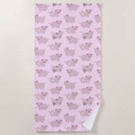 Cute Pink Baby Patroon & Stippen Strandlaken