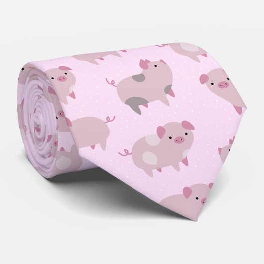 Cute Pink Baby Patroon & Stippen Stropdas (Opgerold)