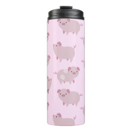 Cute Pink Baby Patroon & Stippen Thermosbeker