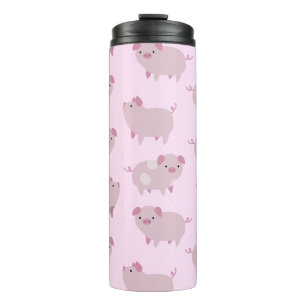 Cute Pink Baby Patroon & Stippen Thermosbeker