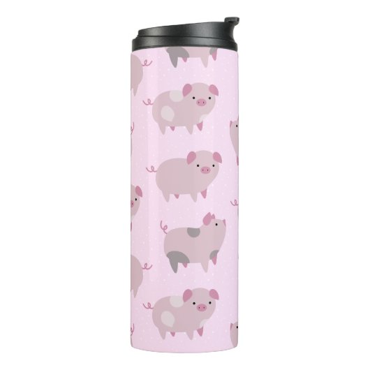 Cute Pink Baby Patroon & Stippen Thermosbeker (Gedraaid links)