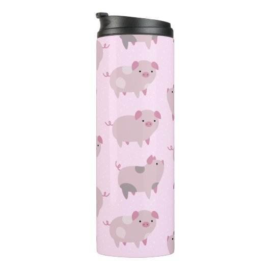 Cute Pink Baby Patroon & Stippen Thermosbeker (Geroteerd rechts)