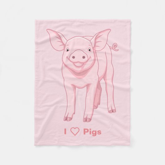 Cute Pink Baby Piglet Fleece Deken (Voorkant)