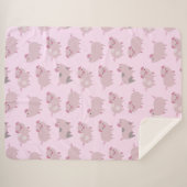 Cute Pink Baby Piglets Patroon & Monogram Sherpa Deken (Voorkant (horizontaal))