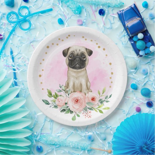 Cute Pink Baby Pug Paper Bord (Feest)