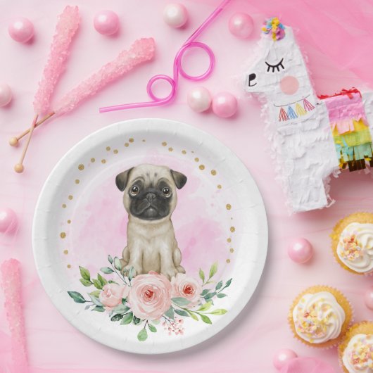 Cute Pink Baby Pug Paper Bord (Feest)