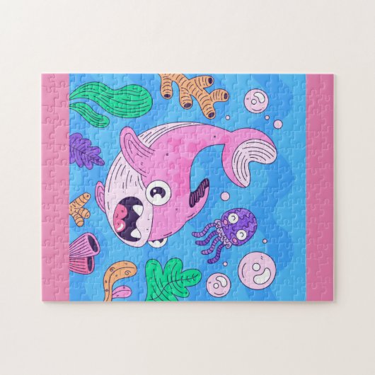 Cute Pink Baby Shark Legpuzzel (Horizontaal)