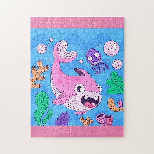 Cute Pink Baby Shark Legpuzzel (Verticaal)
