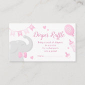 Cute Pink Baby shower Diaper Raffle Ticket Informatiekaartje (Voorkant)