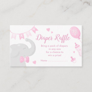 Cute Pink Baby shower Diaper Raffle Ticket Informatiekaartje