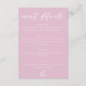 Cute Pink Baby Shower Event Details Informatiekaartje (Voorkant)
