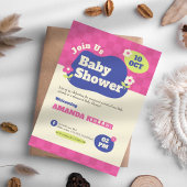 Cute Pink Baby shower Invitation Kaart