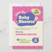 Cute Pink Baby shower Invitation Kaart (Voorkant)