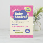 Cute Pink Baby shower Invitation Kaart (Staand voorkant)