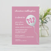 Cute Pink Baby shower met ballon voor meisje A04 Kaart (Staand voorkant)