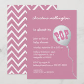 Cute Pink Baby shower met ballon voor meisje A04 Kaart (Voorkant / Achterkant)