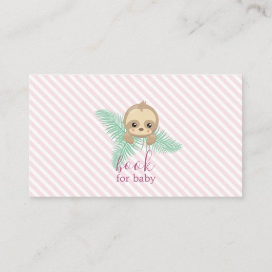 Cute Pink Baby Sloth Book Request Baby shower Informatiekaartje (Achterkant)