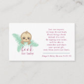 Cute Pink Baby Sloth Book Request Baby shower Informatiekaartje (Voorkant)