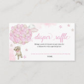 Cute Pink Baby Teddy Bear Balloons Diaper Raffle Informatiekaartje (Voorkant)