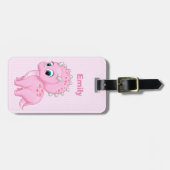 Cute Pink Baby Triceratops Dinosaur Bagagelabel (Voorkant horizontaal)