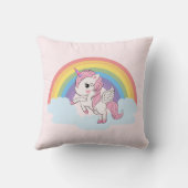 Cute Pink Baby Unicorn en Rainbow Kussen (Achterkant)