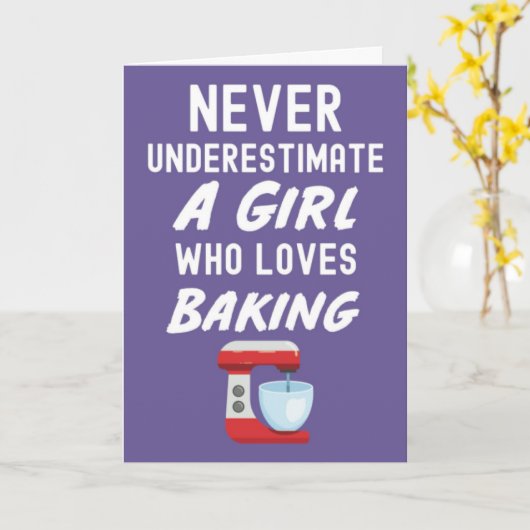 Cute Pink Baking Cards For Baby Girls Kids Baker Kaart (Gele Bloem)