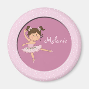 Cute Pink Ballerina 1 Aangepaste naam Magneet