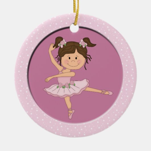 Cute Pink Ballerina 1 Ballet Star Keramisch Ornament (Voorkant)
